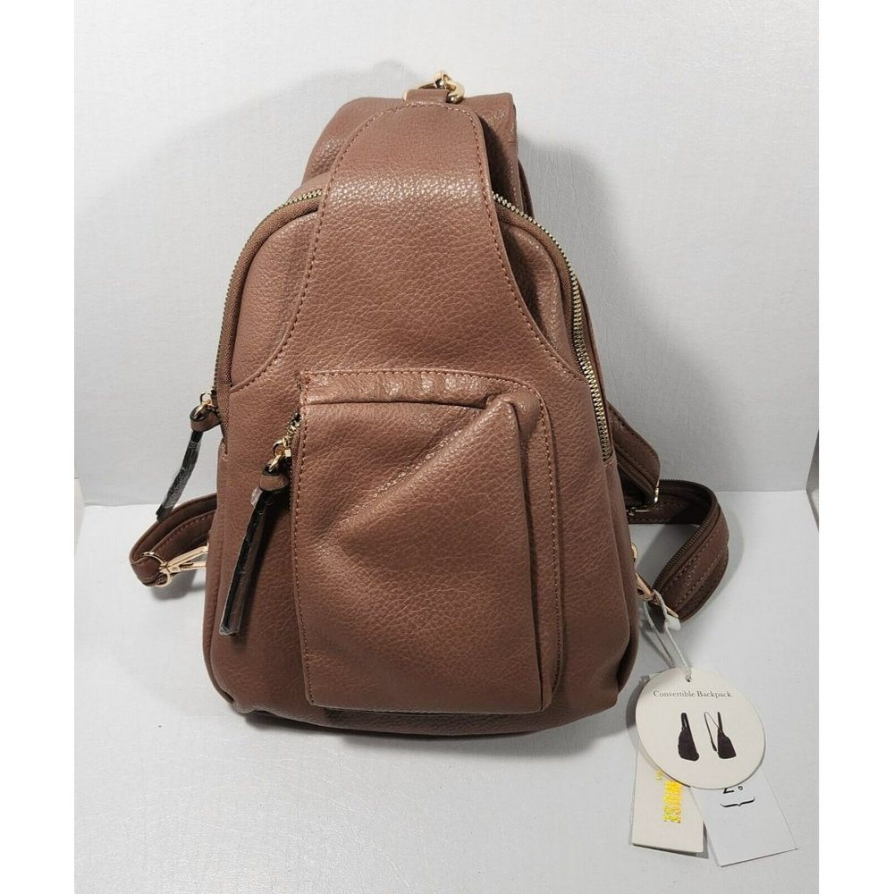 METRO MUSE USA Double Strap Convertible Backpack Chick Fashion Vegan Bag Black
